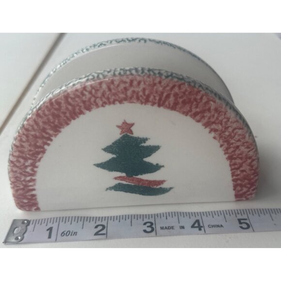 Ceramic Winter Holidays Christmas Tree Napkin Holder and Spoon Holder (READ) - Picture 9 of 16